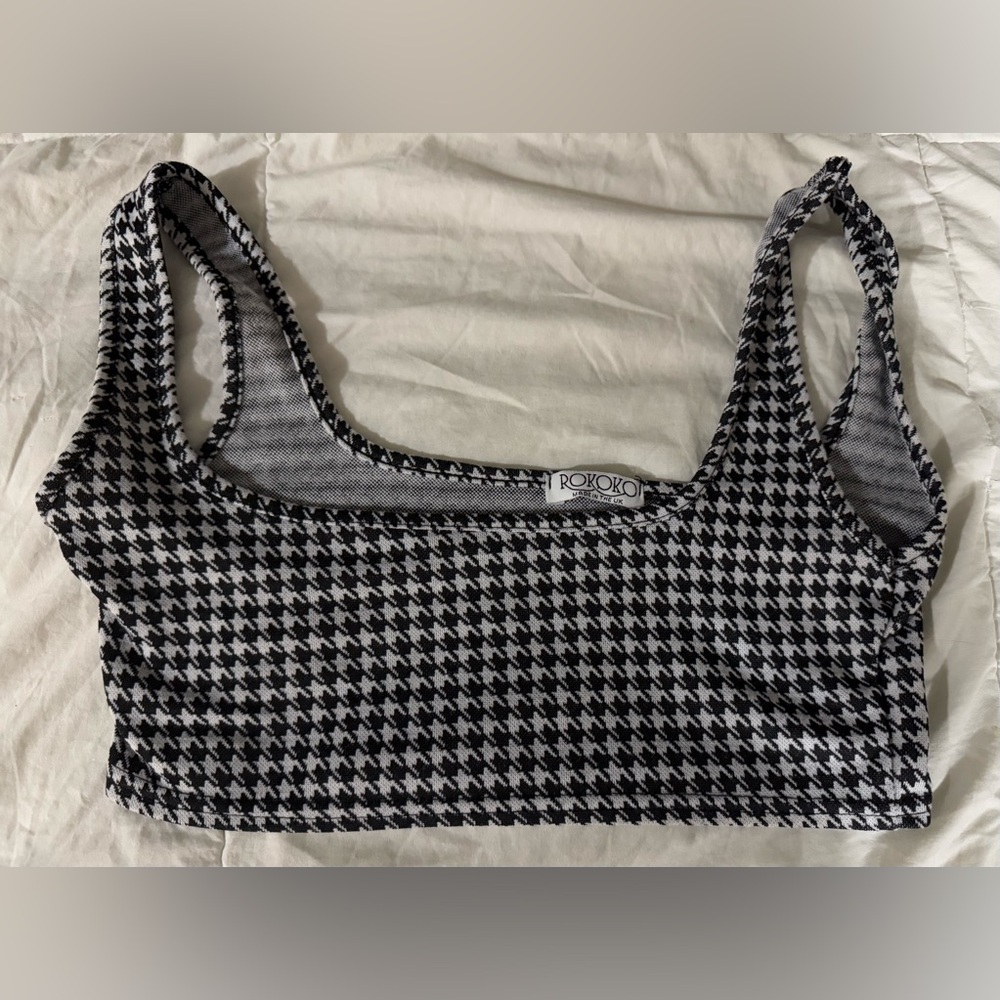 Rokoko made in the UK black and white houndstooth bralette from ASOS elegant bra